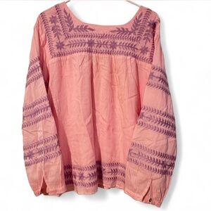 Pink & Purple Embroidered Women's Top